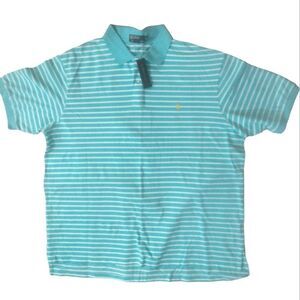 Polo by Ralph Lauren Men's Polo Shirt Sz 3XLT Tall Turquoise White Yellow Pony